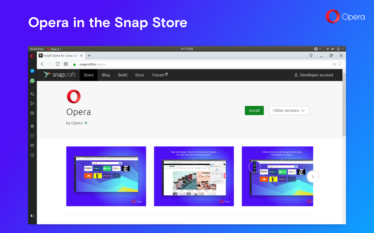 Opera linux snap